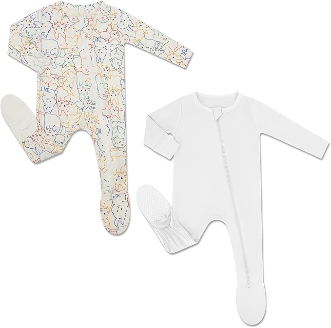 HAPIU Rayon from Bamboo Baby Footed Pajamas, 2 Way Zipper YKK, Footie for Baby Boy Girls, Newborn-24 Months