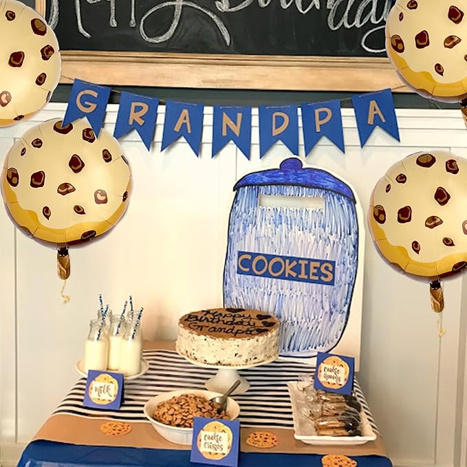 Chocolate Chip Cookie Balloons– Milk and Cookies Party Decorations for 1st Birthday, Cookie Themed Birthday Party Supplies 4 Pack