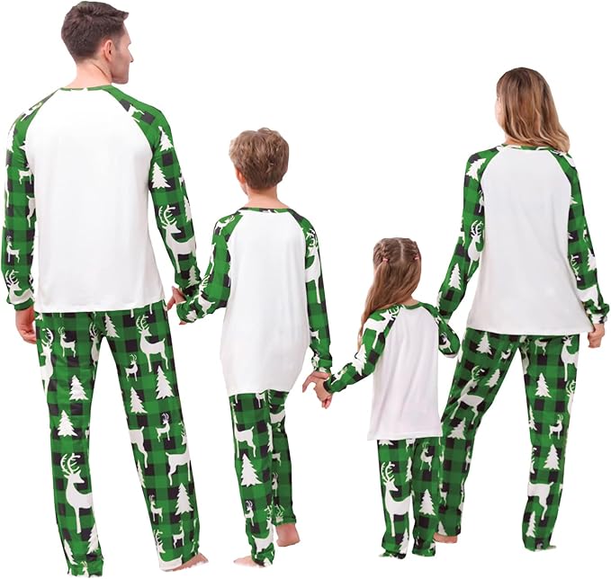 Awoscut Christmas Family Matching Pajamas Christmas Pjs Holiday Nightwear Sleepwear Sets Long Sleeve Pjs