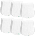 Muslin Burp Cloths Set, 6 Pieces, 100% Organic Cotton Hand Washcloths for Baby Boys and Girls Extra Absorbent and Soft Burping Rags (White - Solid Color)