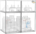 Baby Bottle Organizer, 4 Pack Clear Space-Saving Stackable Drawer with Handle, Baby Bottle Storage Organizer for Countertop and Cabinet