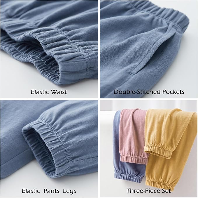 Toddler Boys Pants 3 Pack Soft Cotton Long Bloomers Kids Summer Fall Boy Casual Joggers Pant