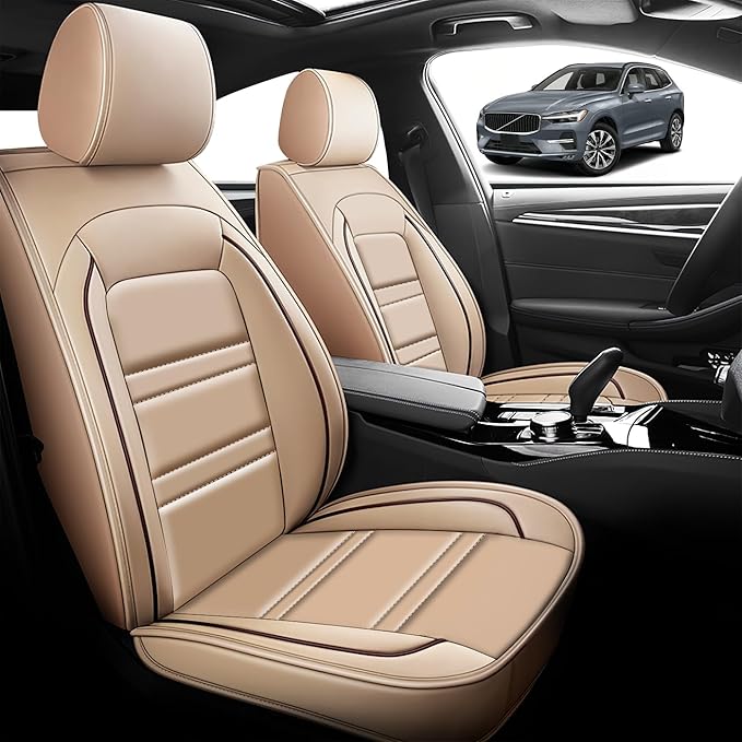 Seat Cover for Volvo Car xc60 2010-2025 | Car Seat Covers Front Seats, Waterproof Seat Protectors, Automotive Front Seat Covers (Front Seat, Beige)
