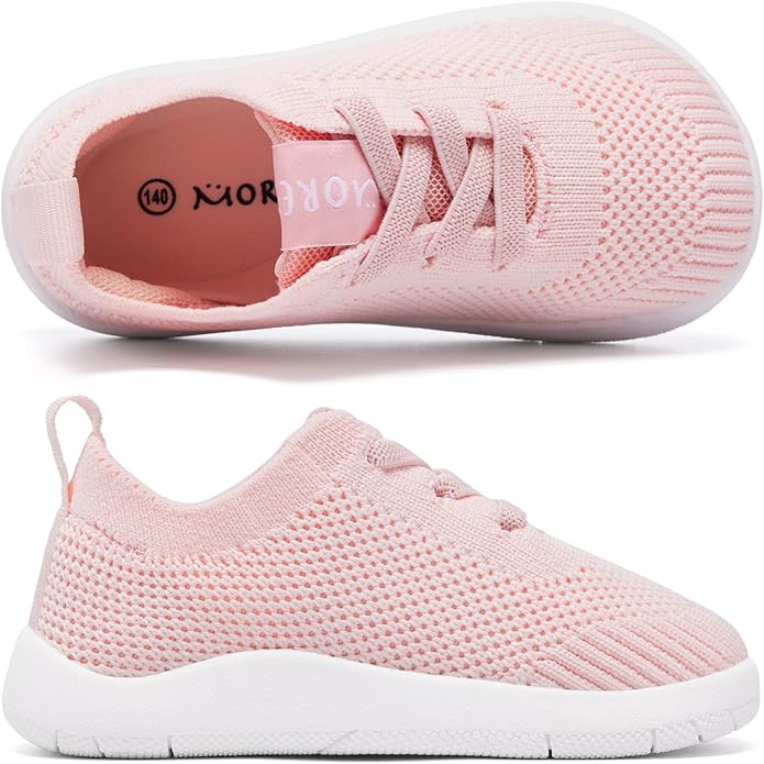 MORENDL Toddler Wide Toe Box Barefoot Shoes Baby First Walking Shoes Boys Girls Non-Slip Zero Drop Minimalist Sneakers