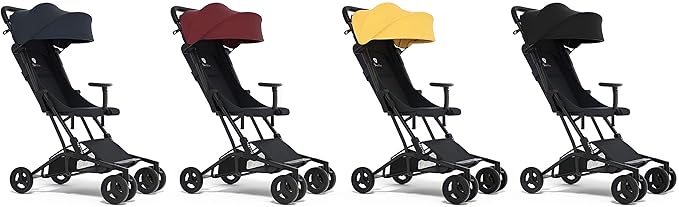 Lightweight Foldable Stroller for Toddlers - Travel & Airplane Stroller with Swivel Wheels, 1-Step Brake, Sun Canopy & Reclining Backrest