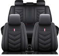 Leather Car Seat Covers Fit for LR LR4 2009-2016, 5 Seater Waterproof and Wear-Resistant Seat Cover Interior Accessories(Full Set,Black)