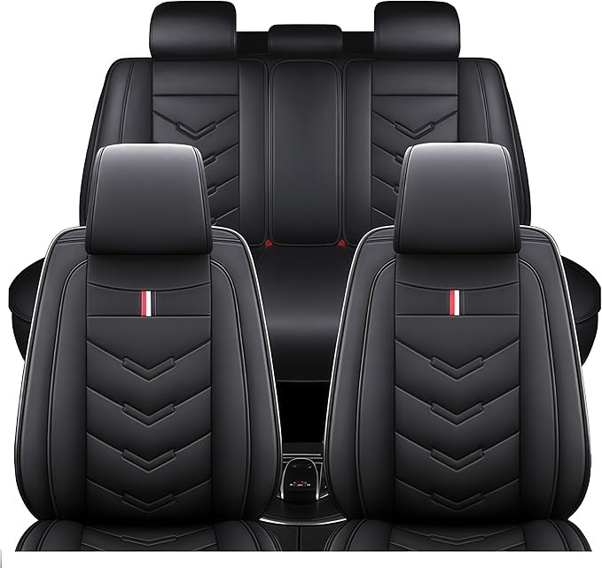 Leather Car Seat Covers Fit for LR Range Rover Evoque 2019-2025, 5 Seater Waterproof and Wear-Resistant Seat Cover Interior Accessories(Full Set,Black)