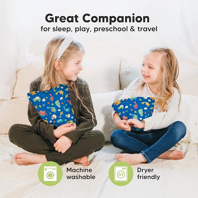Mini Toddler Pillow with Pillowcase - 9x13 My Little Dreamy Travel Kids Pillow for Sleeping, Toddler Bed, Small, Tiny, Organic Cotton Pillowcase, Soft & Breathable, Kids 2-4 Years Old (DinoWorld)