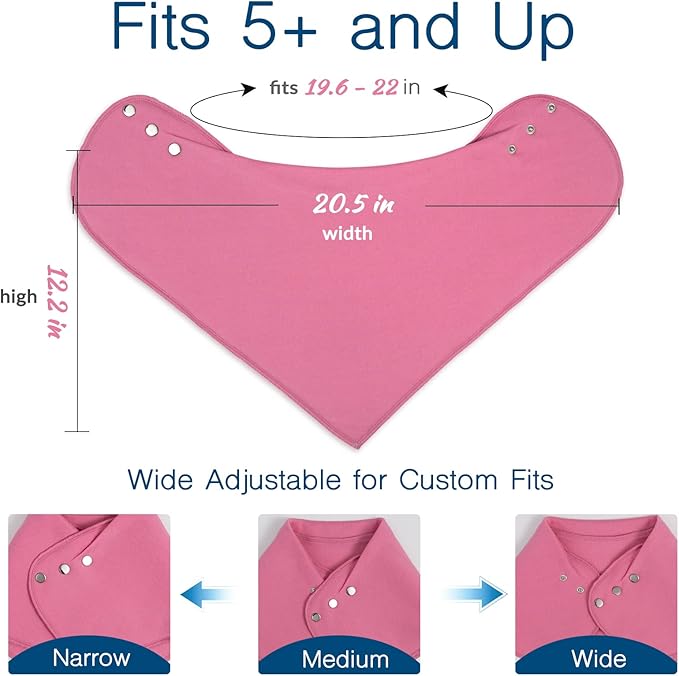 Adult Drool Bib for Special Needs, 3 Pk Soft Absorbent Large Bandana Bibs Set for Kids 4+, Men Women, Teens & Adults