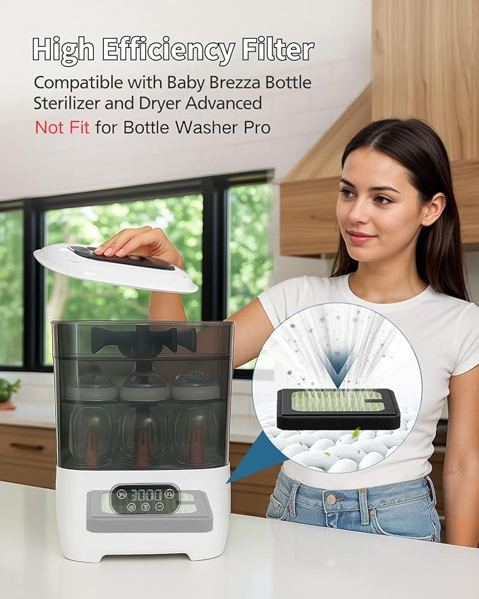 Dryer Advanced HEPA Filter Replacement for Baby Brezza Baby Bottle Washer, Sterili-zer and Dryer Advanced (Not for Pro), 5 Pack