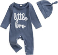Fernvia Newborn Baby Boy Clothes Letters Print Bodysuit 3 6 9 12 18 Months Long Sleeve Jumpsuit with Hat 2PCS Outfits Set