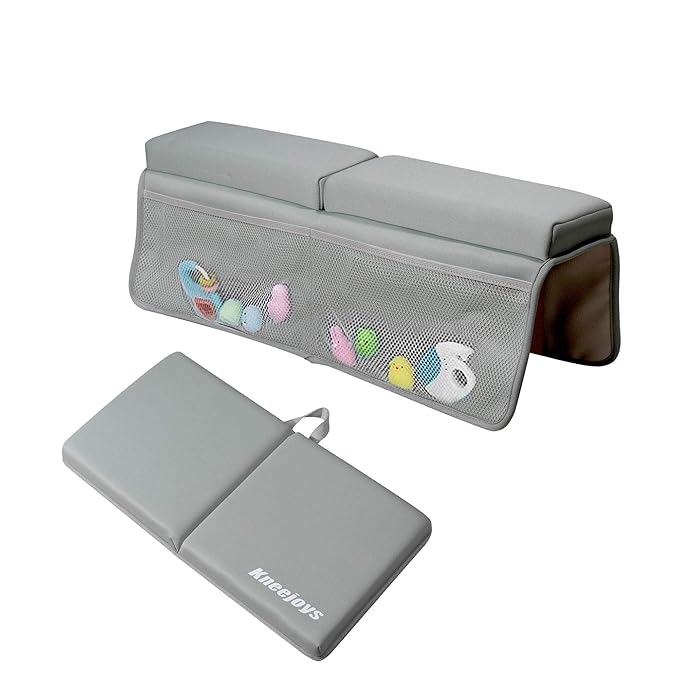 Bath Kneeler and Elbow Rest Pad Bath Kneeler Baby Bath Mat Kneeling Pad Bath Toy Organizer for Tub Kneeling Pad for Bathing Baby Memory Foam