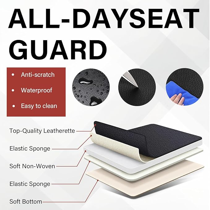 Leather Car Seat Covers Fit for LR LR4 2009-2016, 5 Seater Waterproof and Wear-Resistant Seat Cover Interior Accessories(Full Set with Pillow,Black&Blue)