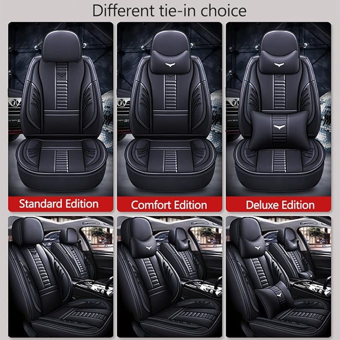 Auto Front Seat Covers fir for Suzuki 1999-2025 95% Models, 3D Front Split Bench Protection Compatible with Side Airbag Black & Black Line