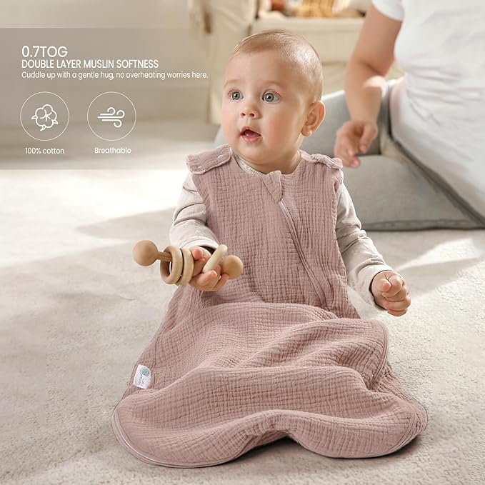 lulumoon Sleep Sack Muslin for Baby: Cotton Wearable Blanket for 9-15 Months - Soft Lightweight Ideal for Nursery Lounge Nighttime Naptime 12-18 Months