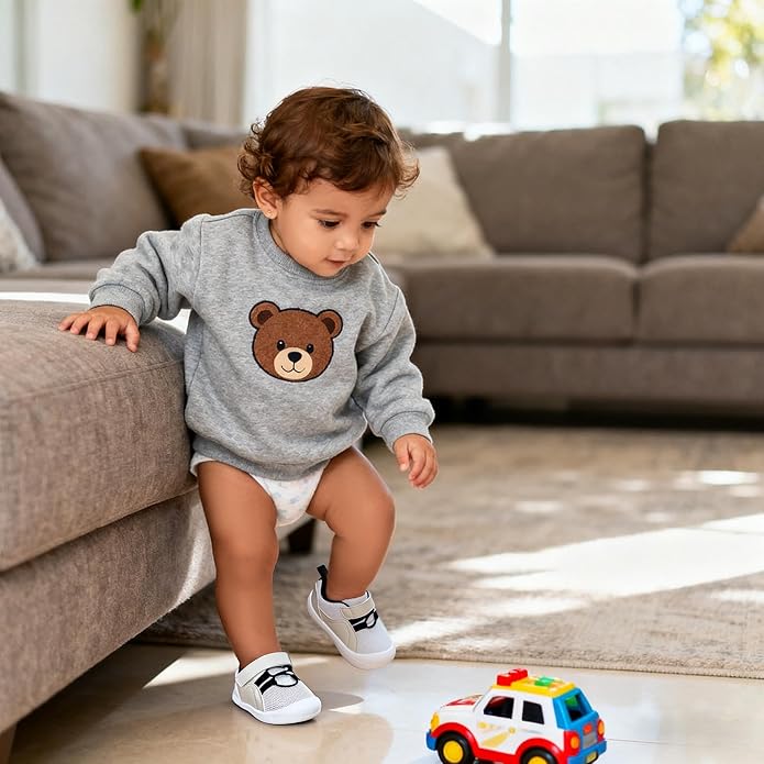 Wide Toddler Shoes Boys Girls Zero Drop Barefoot Infant First Walking Shoes Mesh Breathable Lightweight Soft Nonslip Baby Sneakers