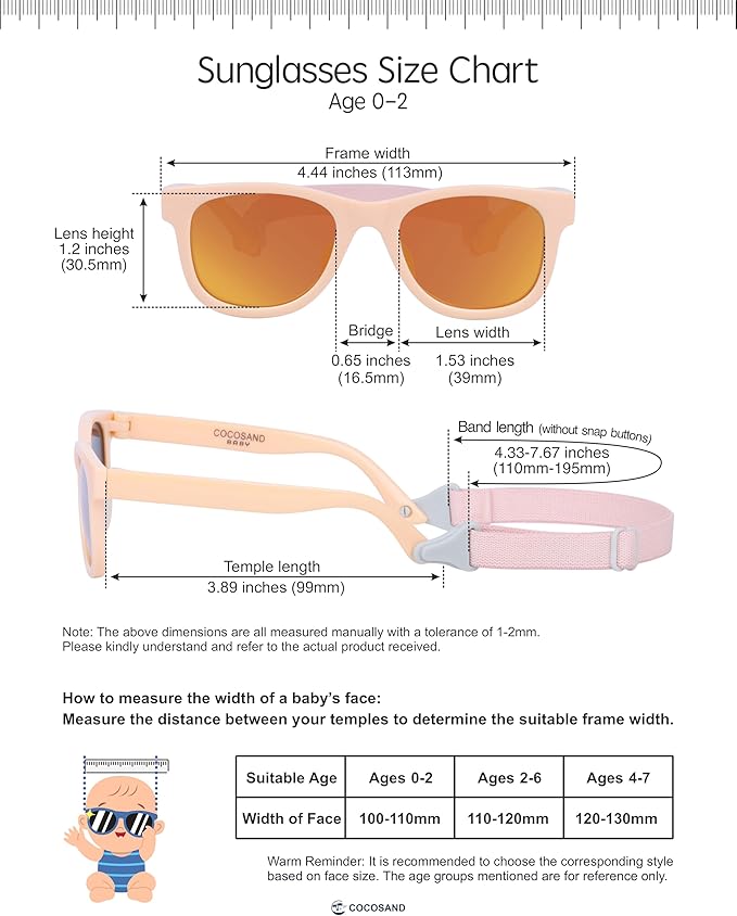 COCOSAND Flexible Baby Sunglasses with Strap Polarized UV Protection for Toddler Infant Newborn Boy Girl Age 0-24 Months