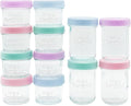 WeeSprout Baby Food Storage Glass Jars w/Lids (4/8 oz, 12 Pack) Pastel Variety, Snack, Reusable Small Containers, Fridge or Freezer, Microwave & Dishwasher Safe, Essentials for Infants