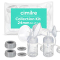 Cimilre 24MM Breast Milk Collection Kit, Double Pumping Breast Milk Collector Kit to Store Breast Milk, Includes Breast Shields, Valves, Backflow Protectors & Bottles