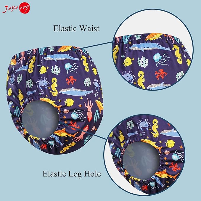 Joyo roy 6Pcs Waterproof Cloth Diaper Cover Reusable Plastic Underwear for Toddlers Baby Diaper Covers for Boys Leak Proof Rubber Underwear for Potty Training Plastic Training Pants for Toddlers 1T