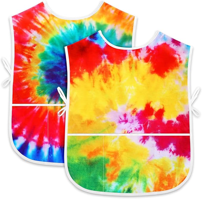 SATINIOR 2 Pieces Kids Art Smock Toddler Apron Waterproof Painting Artist Apron Sleeveless with 3 Pocket for Age 3-10 Years