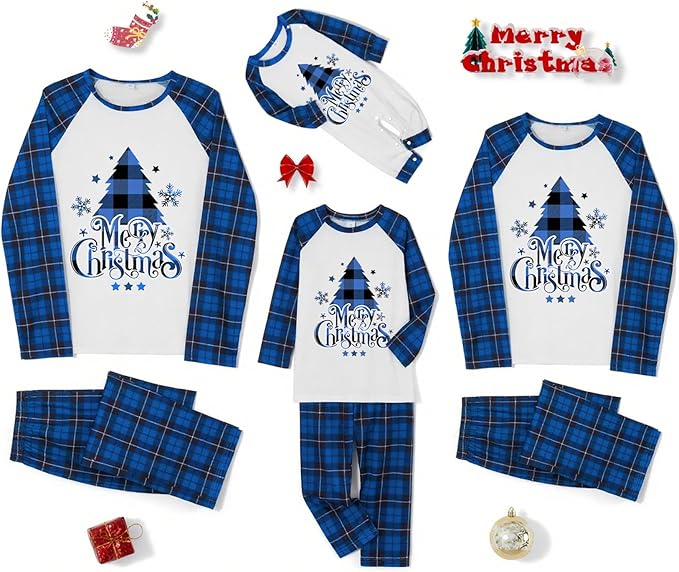 Awoscut Christmas Family Matching Pajamas Christmas Pjs Holiday Nightwear Sleepwear Sets Long Sleeve Pjs