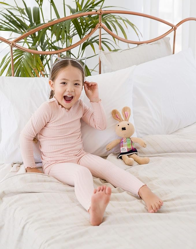 VAENAIT BABY 6M-12Y Infant Kids Toddler Junior Girls Soft Comfy Modal Tencel Shirring Sleepwear Pajamas 2pcs Set
