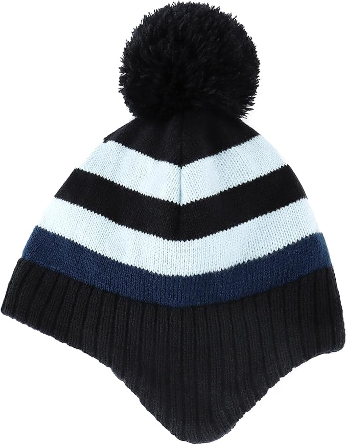 Duoyeree Kids Beanie Hat for Boys Girls Pom-pom Kint Hats Cozy Lining Winter Skull Cap