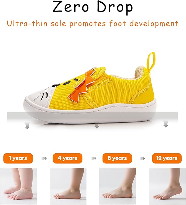 SKYWHEEL Toddler Slip On Shoes Wide Toe Box Barefoot Casual Canvas Walking Tennis Shoes for Boys Girls Cute Sneakers