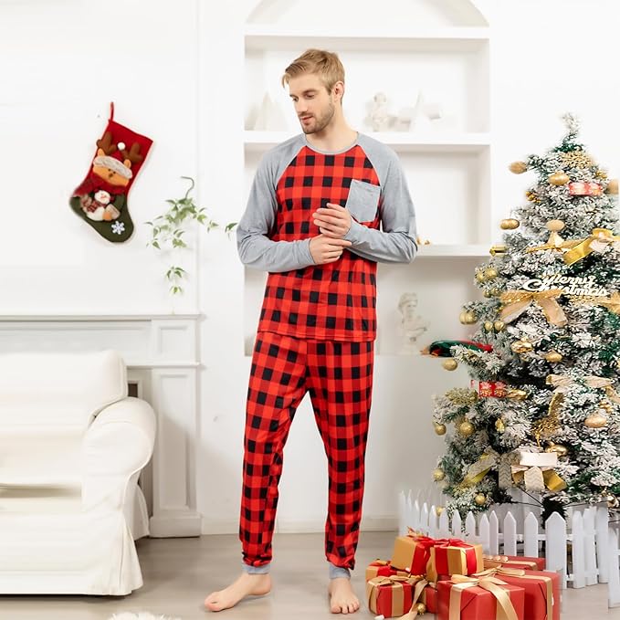 Schbbbta Family Matching Pajamas Holiday Sleepwear Long Sleeve Pjs Sets