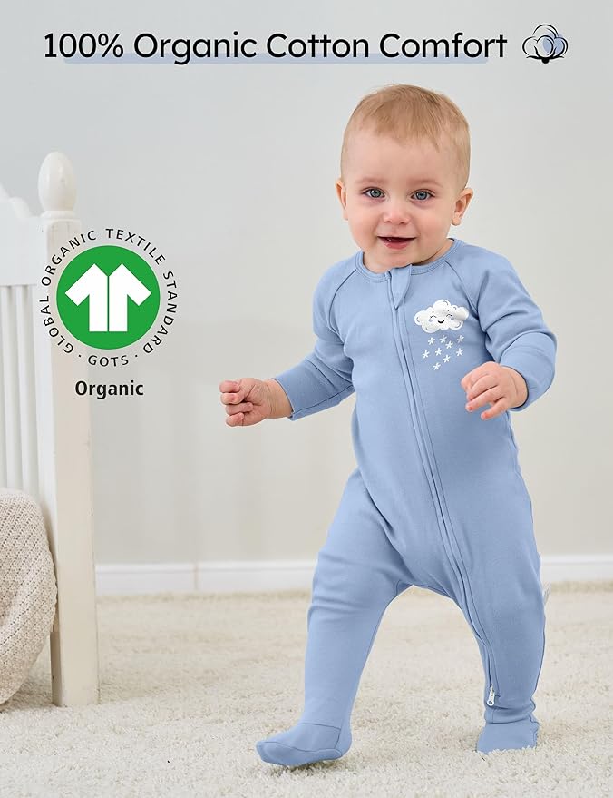 Yoofoss Baby Pajamas 100% Cotton Baby Sleepers for Newborn 0-3 3-6 6-9 Months Boys Girl Clothes 3pcs Footed PJs