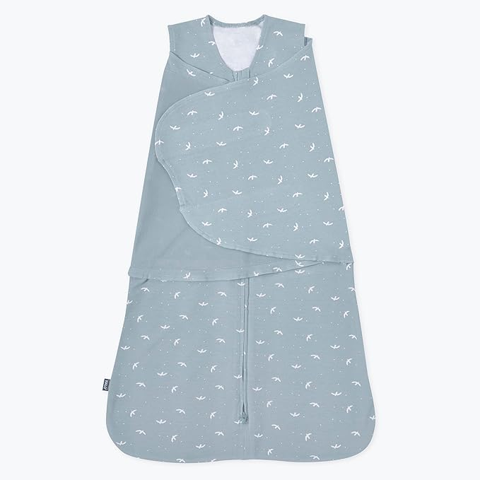 HALO 100% Cotton Sleepsack Swaddle, 3-Way Adjustable Wearable Blanket, TOG 1.5, Birds, Newborn, 0-3 Months