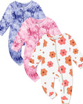 Jimonda Baby Girls Boys Footless Pajamas,Rayon From Bamboo Pjs 2 Way Zipper Long Sleeve Soft Sleeper,Infant Tie-dye Romper