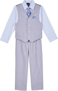 Nautica Boys' 4-Piece Formal Suit Set with Vest, Pants, Collared Dress Shirt, and Tie