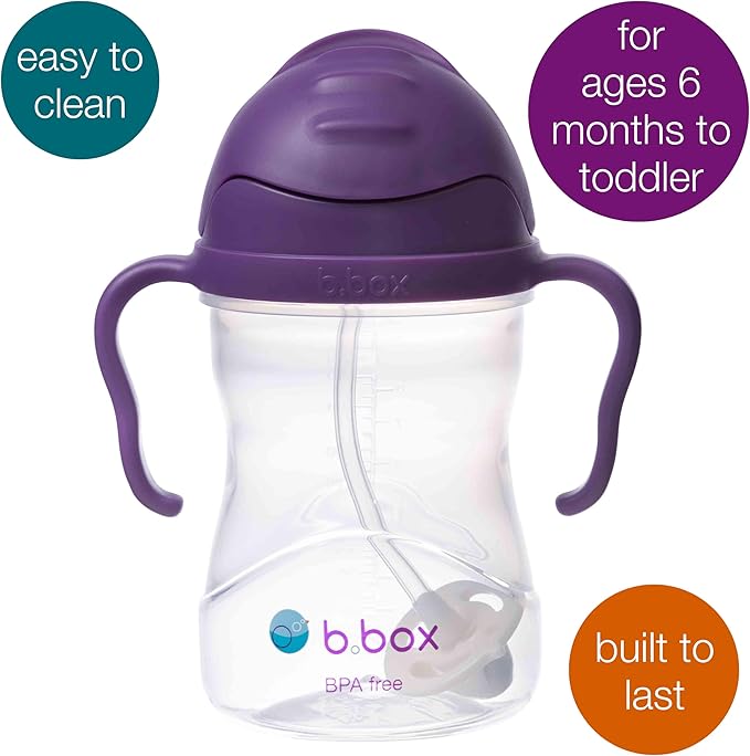 b.box Sippy Cup with Weighted Straw. Drink from any Angle, Leak Proof, Spill Proof, Easy Grip. BPA Free, Dishwasher Safe. For Babies 6m+ to Toddlers (Lemon, 8oz)