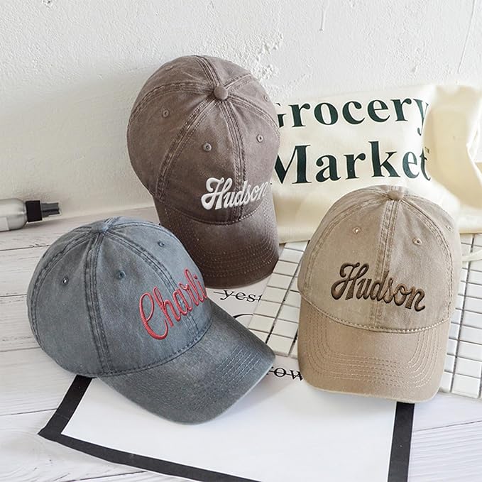 Custom Name Toddler Baseball Cap, Personalized Boys Girls Cotton Embroidered Hat, Trucker Hat for Kids Adults