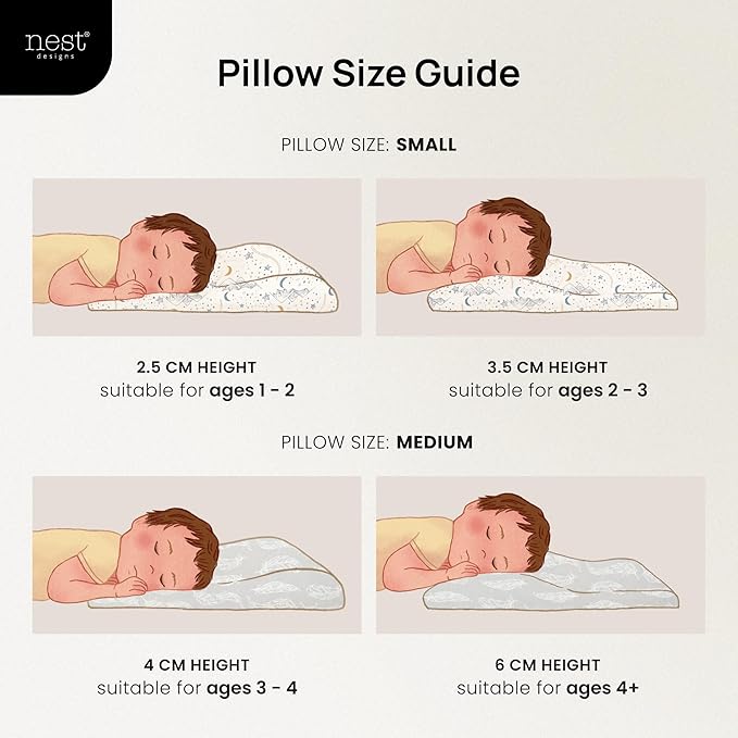 Nest Designs Toddler Pillow with Bamboo Viscose Pillowcase - Feather Grey, Small