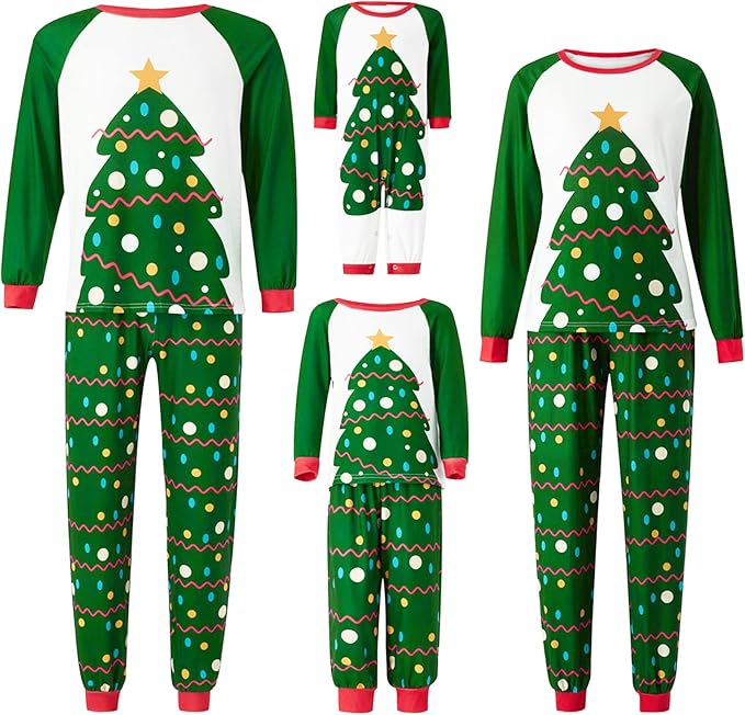 Awoscut Christmas Family Matching Pajamas Christmas Pjs Holiday Nightwear Sleepwear Sets Long Sleeve Pjs