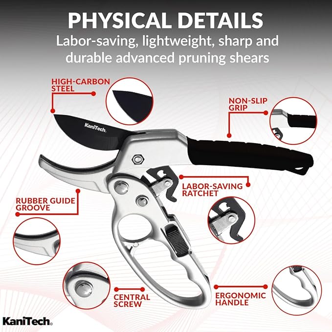 Pruning Shears for Gardening with Gloves - Heavy Duty Garden Shears, Aluminum Hand Pruners with TPR Grip Handle, 8 inch 3.55mm Thick Blade - for Branches, Flowers & Plants (Black Set of 2)