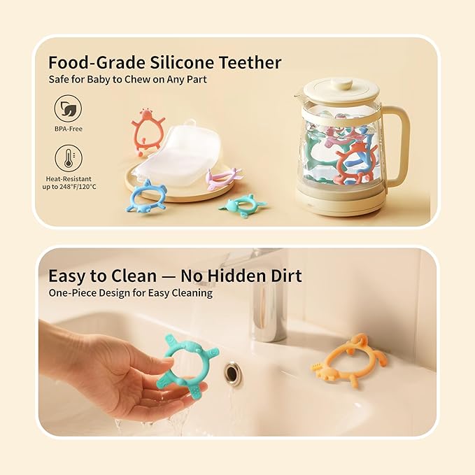 Pigeon Silicone Baby Teether – Multi-Textured Teething Relief Toys, Lightweight & Easy to Grasp, 6+ Months (Blue Cat, 1 Count)