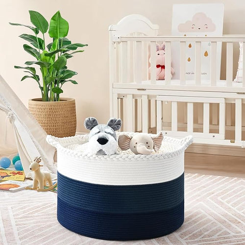 67L Storage Basket for Organizing, 20"×13" Large Laundry Baskets, Cotton Rope Woven Blanket Basket, Toy Storage for Kids, Collapsible Blankets Storage for Living Room, Nursery Room