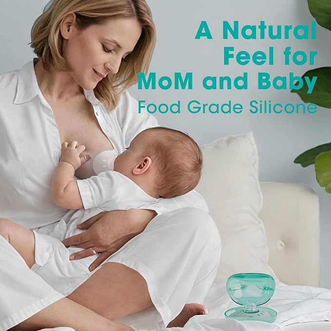 CheriBaby Nipple Shield, Contact Nipple Shield for Breastfeeding with Difficulty Sucking or Flat or Inverted Nipples, 2 Pair with Carrying Case, 100% Food Grade Silicone, BPA/BPS Free, (S-17mm)