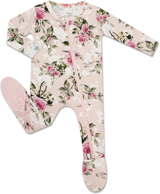 HAPIU Rayon from Bamboo Baby Footed Pajamas, 2 Way Zipper YKK, Footie for Baby Boy Girls, Newborn-24 Months