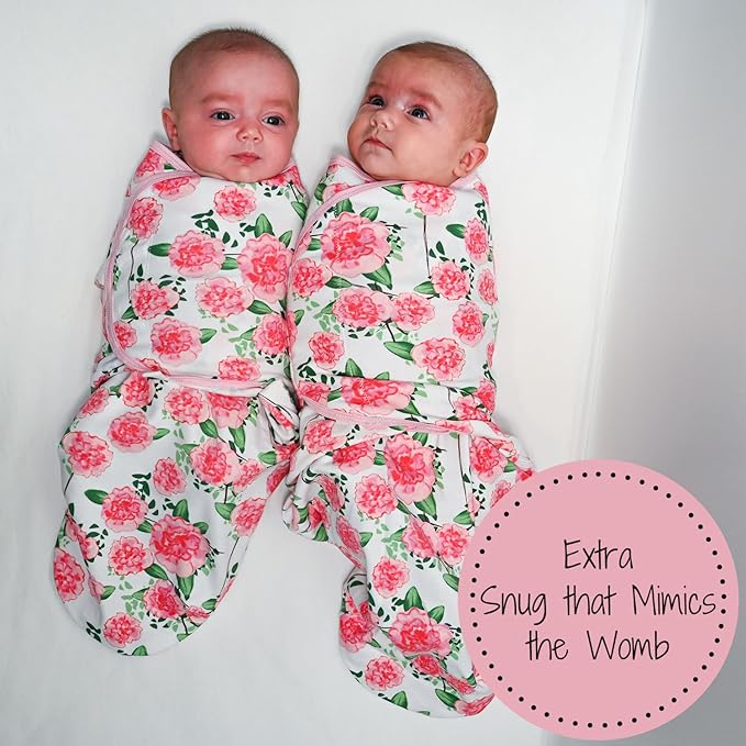 LollyBanks Swaddles 100% Organic Cotton Baby Girl Essentials, 0-3 Months Newborn Girl Swaddles, Swaddle with Easy Change Zipper, Swaddle Sack for Baby Girl (Peony Print)