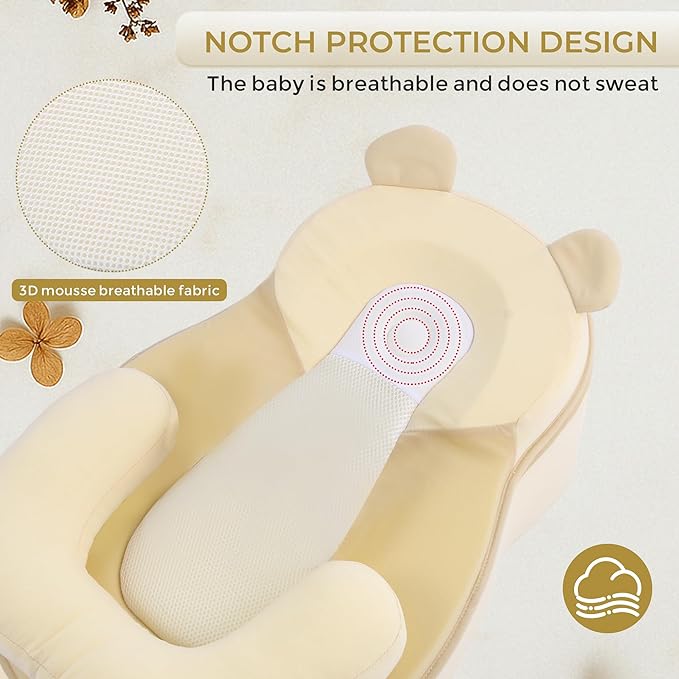 Baby Feeding Pillow, Anti Overflow Feeding Pillow for Reducing Spit-Up, Safety Nursing Pillow, Baby Lounger Reflux Wedge Breastfeeding, Removable top and Botto（Yellow）