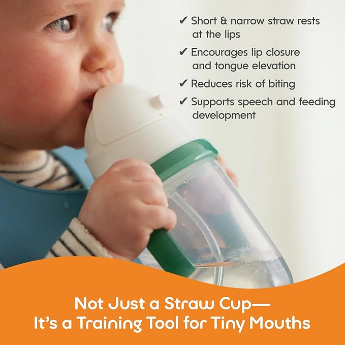 NumNum Baby Straw Cup, Weighted Straw Cup, Spill Proof Sippy Cups with Straw for 6-12 Months, Toddler Drinking Cups, Baby Essentials (2-Pack, Blue/Green)
