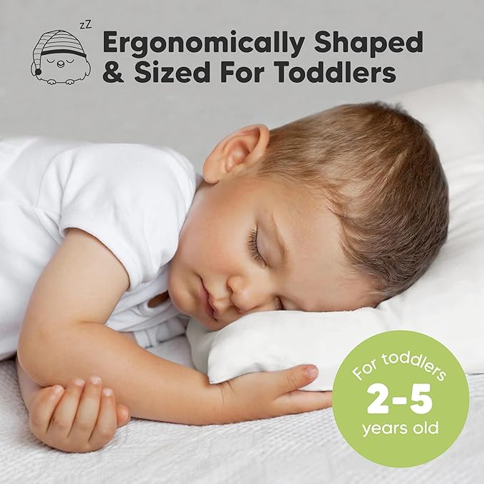 KeaBabies Toddler Pillow 13x18 - Soft Organic Cotton Kids Travel Bed Pillows for Sleeping, School, Nap, Machine Washable, Toddlers 2 to 5, Pillowcase Sold Separately (Soft White)