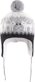 LANGZHEN Toddler Kids Infant Winter Hat,Earflap Knit Warm Cap Fleece Lined Beanie for Baby Boys Girls