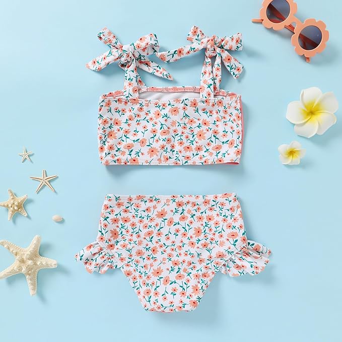 YOUNGER TREE Toddler Girls Two Pieces Swimsuit Color Block Stripe Swimwear Summer Beach Bathing Suit 18M-5T