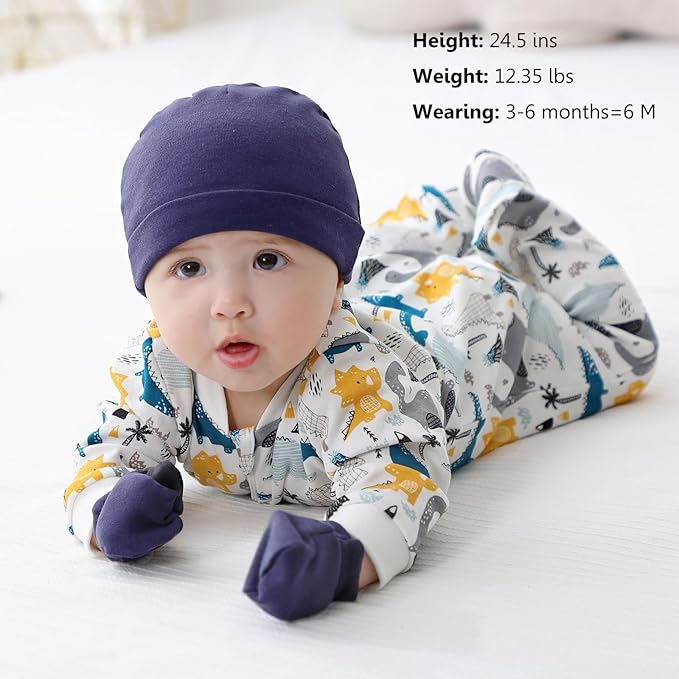 Newborn Baby 2-way Zipper Romper Cotton One-piece Jumsuit 3-pack, 0-24 Months